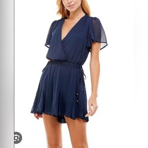 Row A Navy Chiffon Tie Surplus Romper